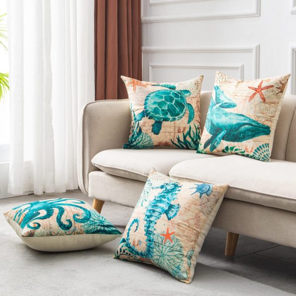 Cushion Covers Sea Turtle Printed Throw Pillow Cases - Image 4