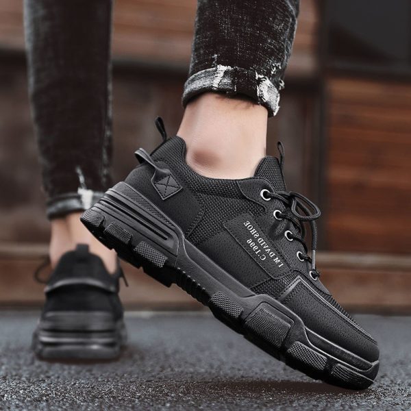 Wear-resistant, Deodorant Mesh Sports Pure Black Shoes - Image 2