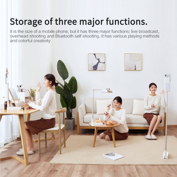 Selfie Portable Mobile Phone Holder With Light Foldable Bluetooth Remote Control - Image 4