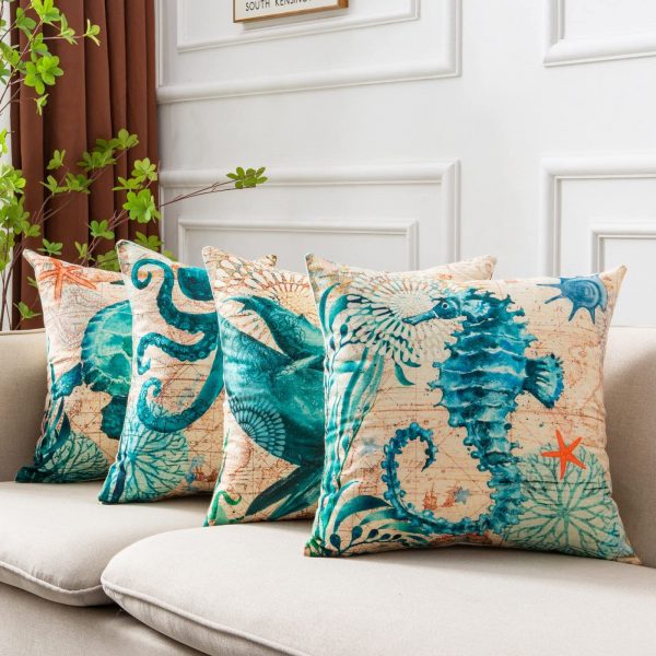 Cushion Covers Sea Turtle Printed Throw Pillow Cases - Image 2