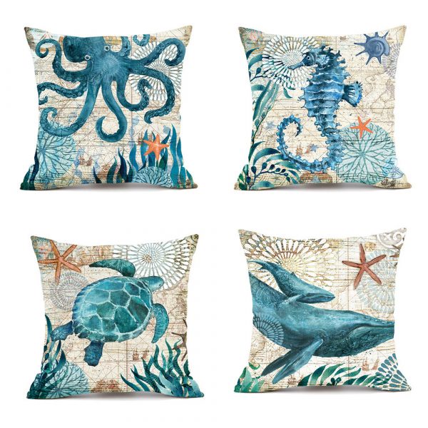 Cushion Covers Sea Turtle Printed Throw Pillow Cases - Image 9