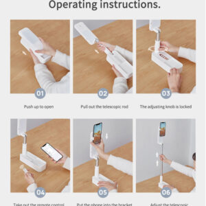 phone stand foldable with LED light and Bluetooth remote tripod