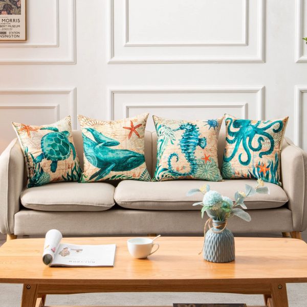 Cushion Covers Sea Turtle Printed Throw Pillow Cases - Image 5