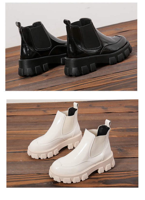 Black Leather Wedge Heel Boots – Stylish & Comfortable for Any Occasion - Image 2