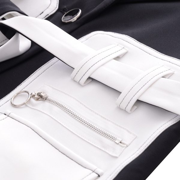 Small Design Sense Black Suit Jacket Female Thin Temperament Waist Tie Small Suit - Image 2