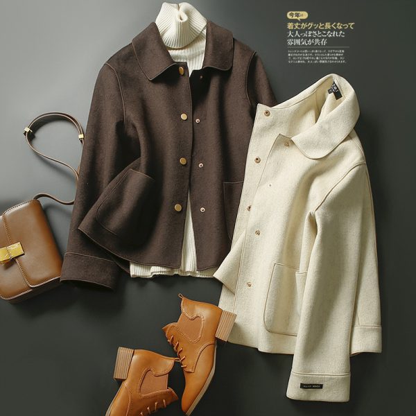 Double Sided Woolen Coat Women Short Short