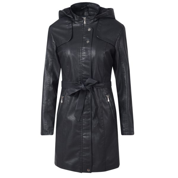 PU Leather Women's Mid-length Ladies Plus Cashmere