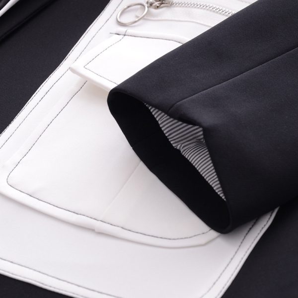 Small Design Sense Black Suit Jacket Female Thin Temperament Waist Tie Small Suit - Image 4