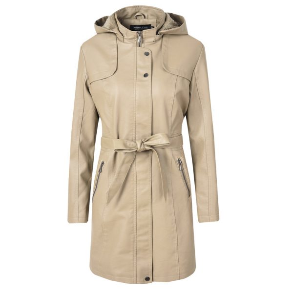 PU Leather Women's Mid-length Ladies Plus Cashmere - Image 5