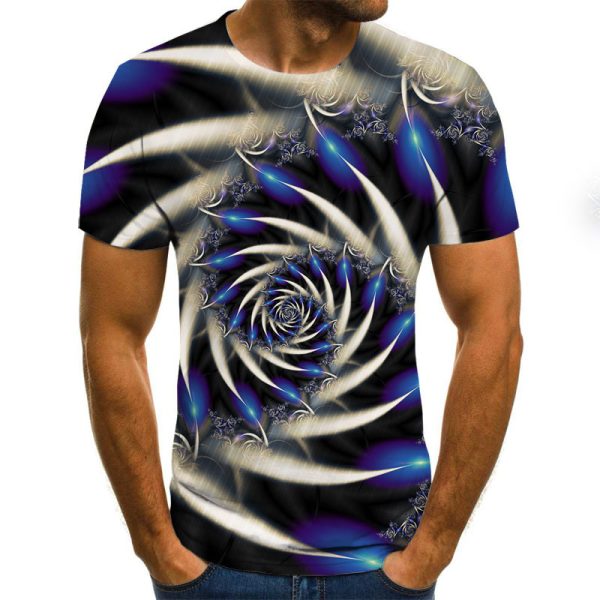 3D swirling print short sleeve men's summer T-shirt - Image 3