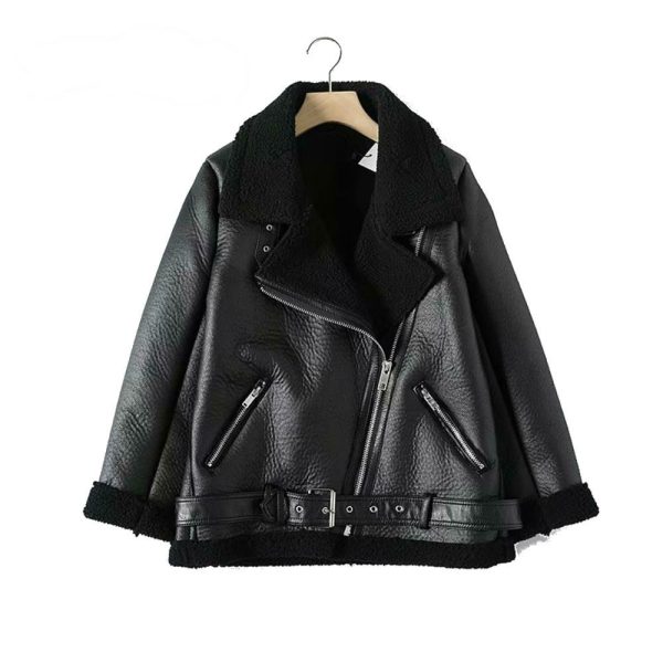 Winter Faux Lamb Leather Jacket - Image 2