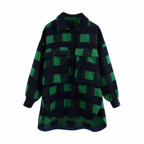 Euramerican pocket embellished Plaid Shirt coat - Image 4