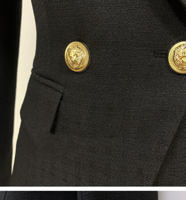Black Silver Button Double-breasted All-match British Style Blazer - Image 6
