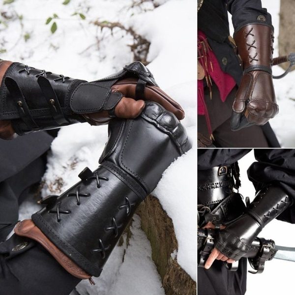 Medieval Steampunk Men's Arm Guard Boxing Gloves Retro Gauntlets - Image 4