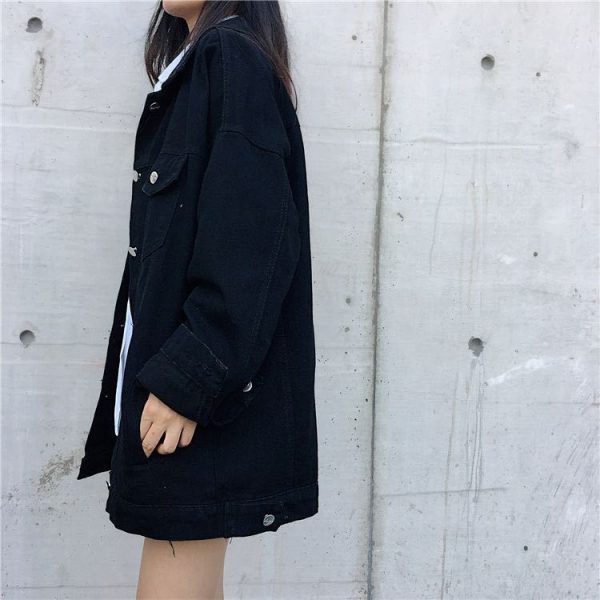 Denim Jacket Women'S Mid-Length Black Spring And Autumn - Image 4