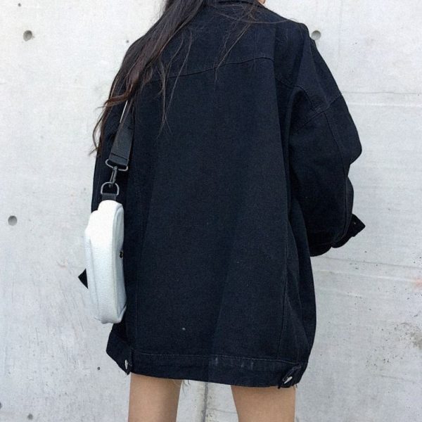 Denim Jacket Women'S Mid-Length Black Spring And Autumn - Image 3
