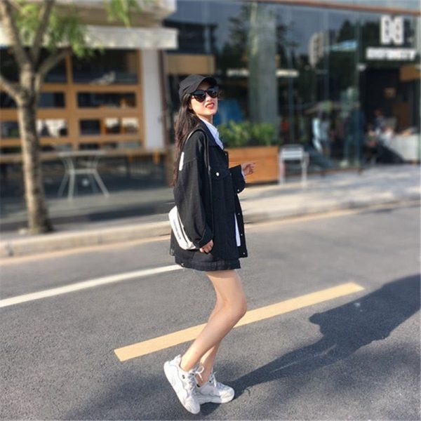 Denim Jacket Women'S Mid-Length Black Spring And Autumn - Image 5