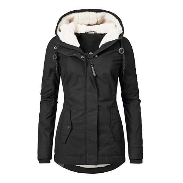 Hot Style Ladies Long-Sleeved Zipper Pocket Padded Coat Jacket - Image 3