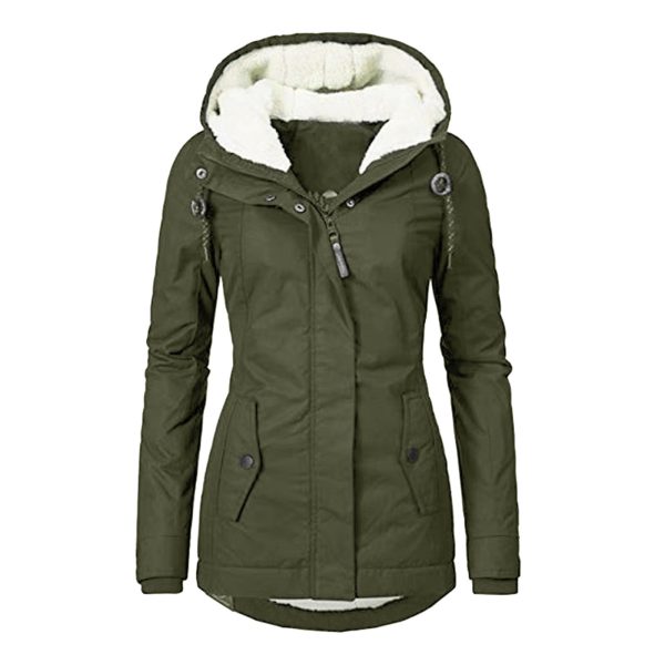 Hot Style Ladies Long-Sleeved Zipper Pocket Padded Coat Jacket - Image 2