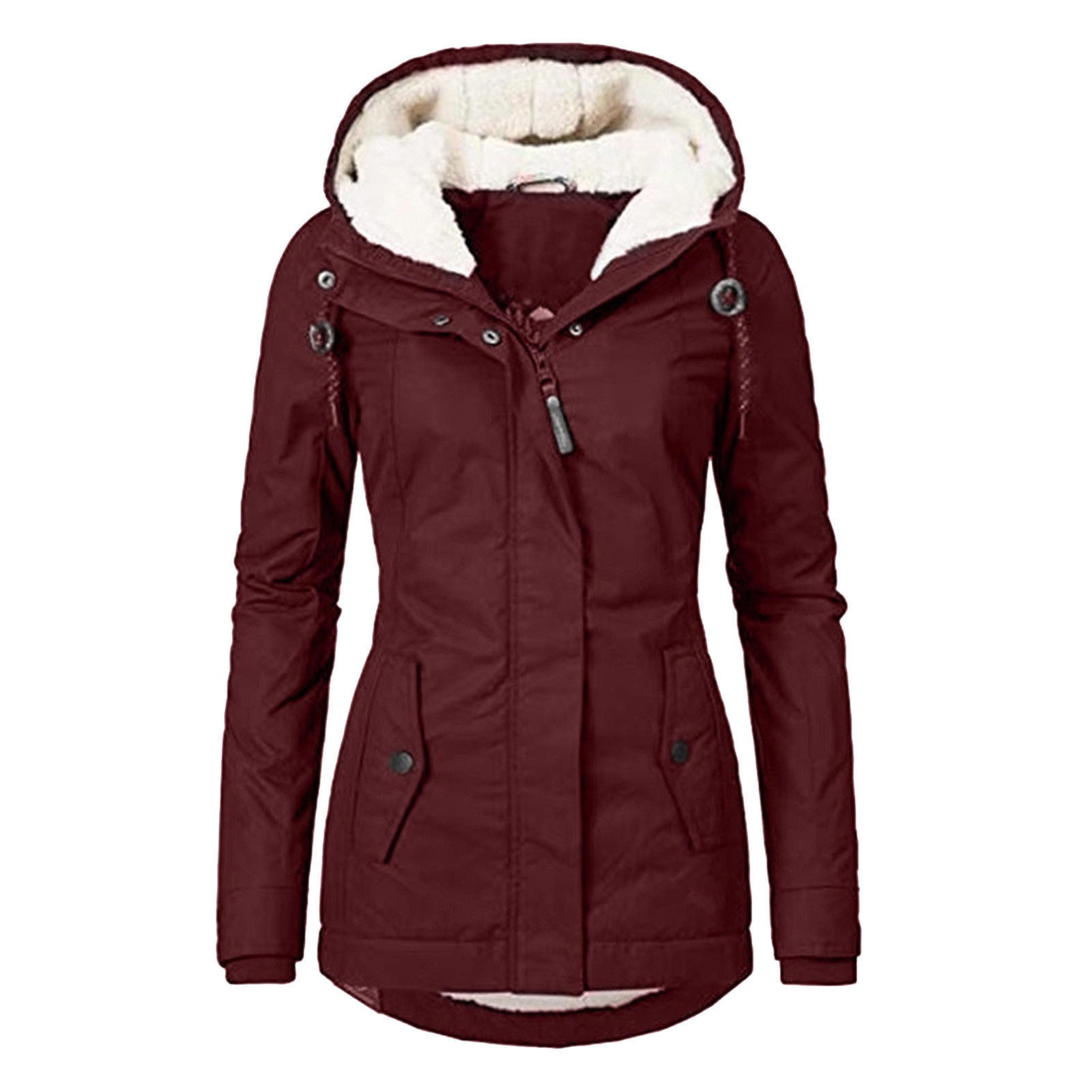 Detachable Hood Trench Coat Women's Women's Plus Size