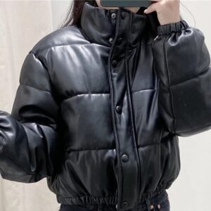 faux leather puffer jacket