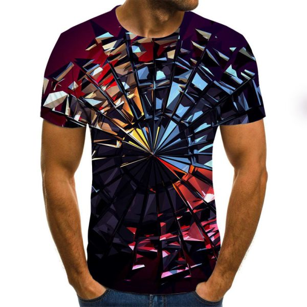 3D swirling print short sleeve men's summer T-shirt - Image 4
