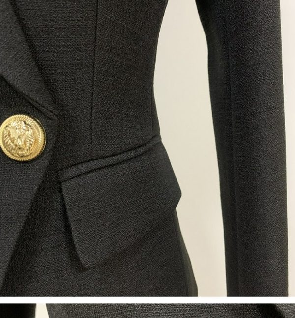 Black Silver Button Double-breasted All-match British Style Blazer - Image 2