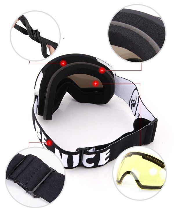 Snow Goggles with Magnetic Interchangeable Dual Layer Cylindrical Lens Anti-Fog UV Protection - Image 3