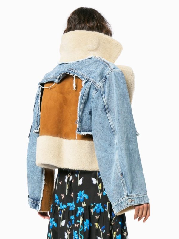 Plush denim stitching biker jacket - Image 4