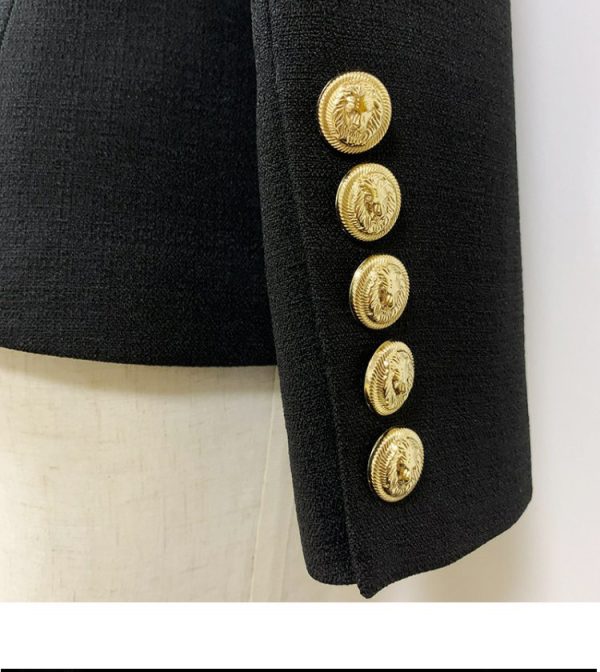 Black Silver Button Double-breasted All-match British Style Blazer - Image 4
