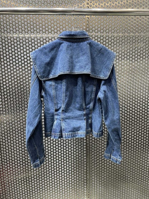 Distressed Stitching Pocket Denim Jacket With Waist - Image 2