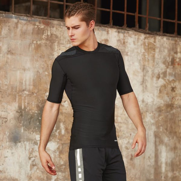 Fitness short-sleeved men's tight-fitting basketball running sweat-absorbent half-sleeved high-elastic shirt training sports t-shirt - Image 5