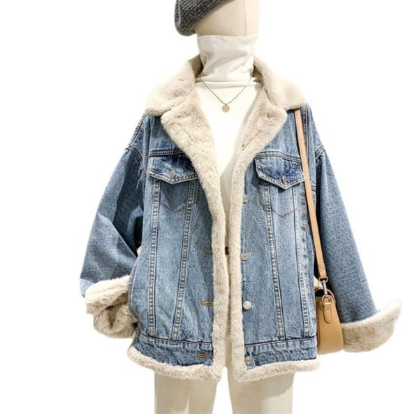 BF-style Single-breasted Two-sided Denim Jacket - Image 3