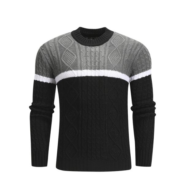 Men Casual Knitted Soft Cotton Sweaters Pullover Men Winter New Fashion Striped O-Neck Sweater - Image 2