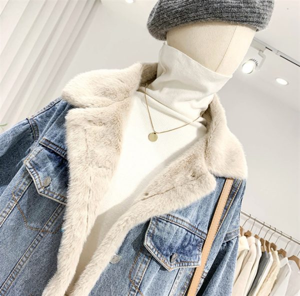 BF-style Single-breasted Two-sided Denim Jacket - Image 2