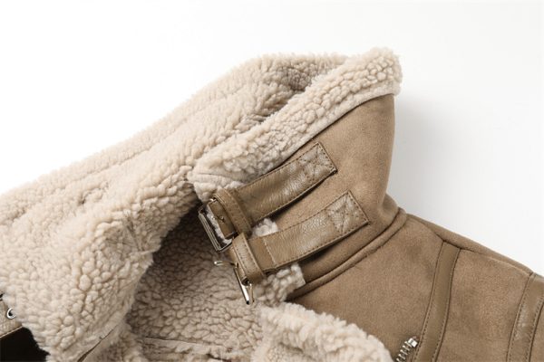 Lamb Wool Motorcycle Suit Women Winter Loose And Thick Little Man Warm Short Fur Coat - Image 4