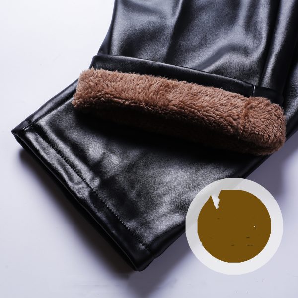 Oil-proof, Wind-proof And Warm Motorcycle Leather Pants - Image 4