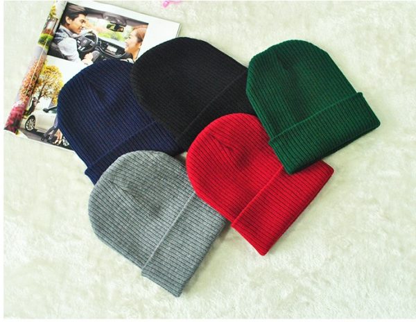 Men's And Women's Warm Solid Color Striped Caps - Image 10