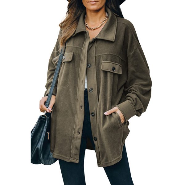 New Lapel Fleece-breasted Cardigan Jacket Shirt - Image 3