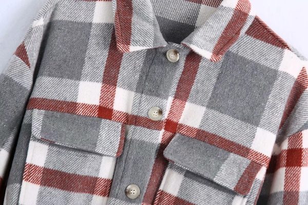 Urban Casual Simple Style Large Plaid Woolen Shirt - Image 5