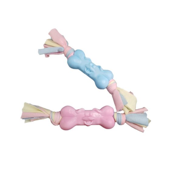 TPR Dog Bone Cotton Cloth Strips Molar Teeth Relief Toys Pets - Image 6
