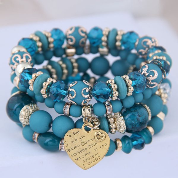 Bohemian Multi-layer Beaded Bracelet Rope Bracelet Heart Bracelet - Image 2