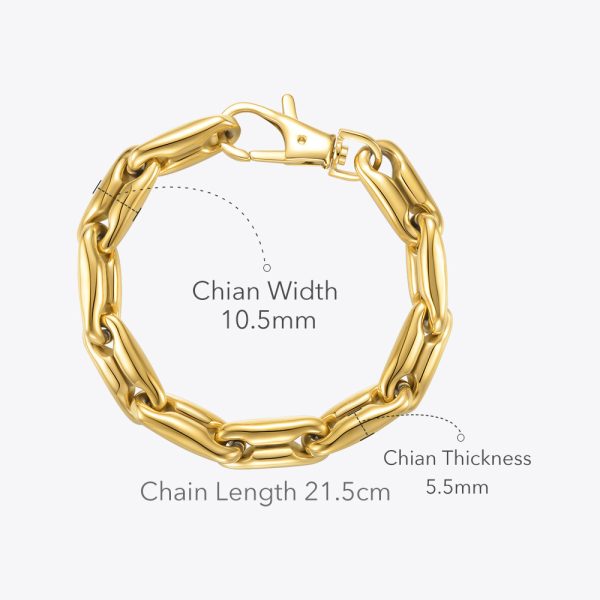18K Gold Plated Chunky Chain Lobster Buckle Bracelet - Image 2