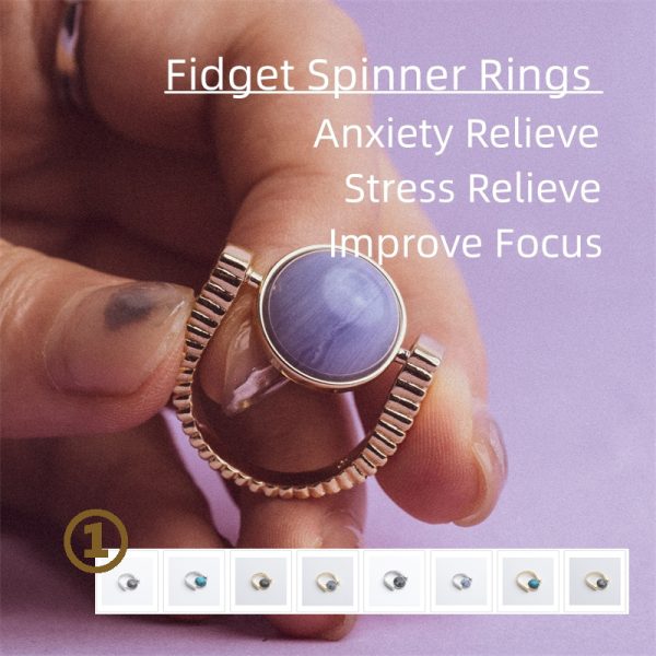 Natural Stone Fidget Spinner Ring – Anxiety Relief & Stylish Focus Jewelry