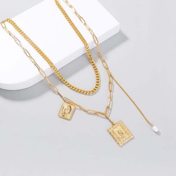 Rice Bead Necklace Square Multilayer Necklace - Image 4