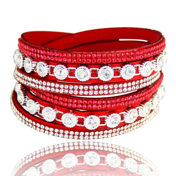 Leather multi-layer rhinestone bracelet - Image 7