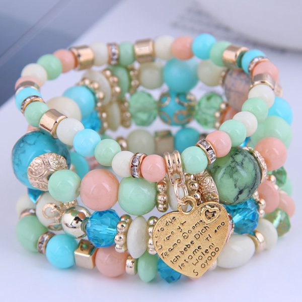 Bohemian Multi-layer Beaded Bracelet Rope Bracelet Heart Bracelet - Image 10