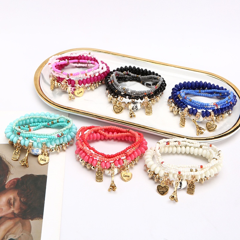 Agate beaded multi-layer bracelet