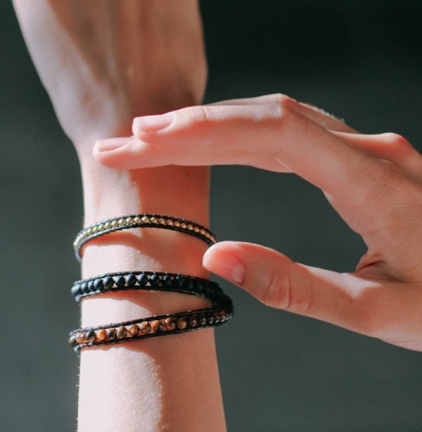 Multi-layer multi-layer leather bracelet natural stone beads