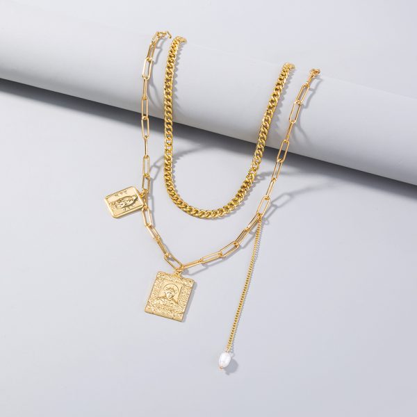 Rice Bead Necklace Square Multilayer Necklace - Image 2